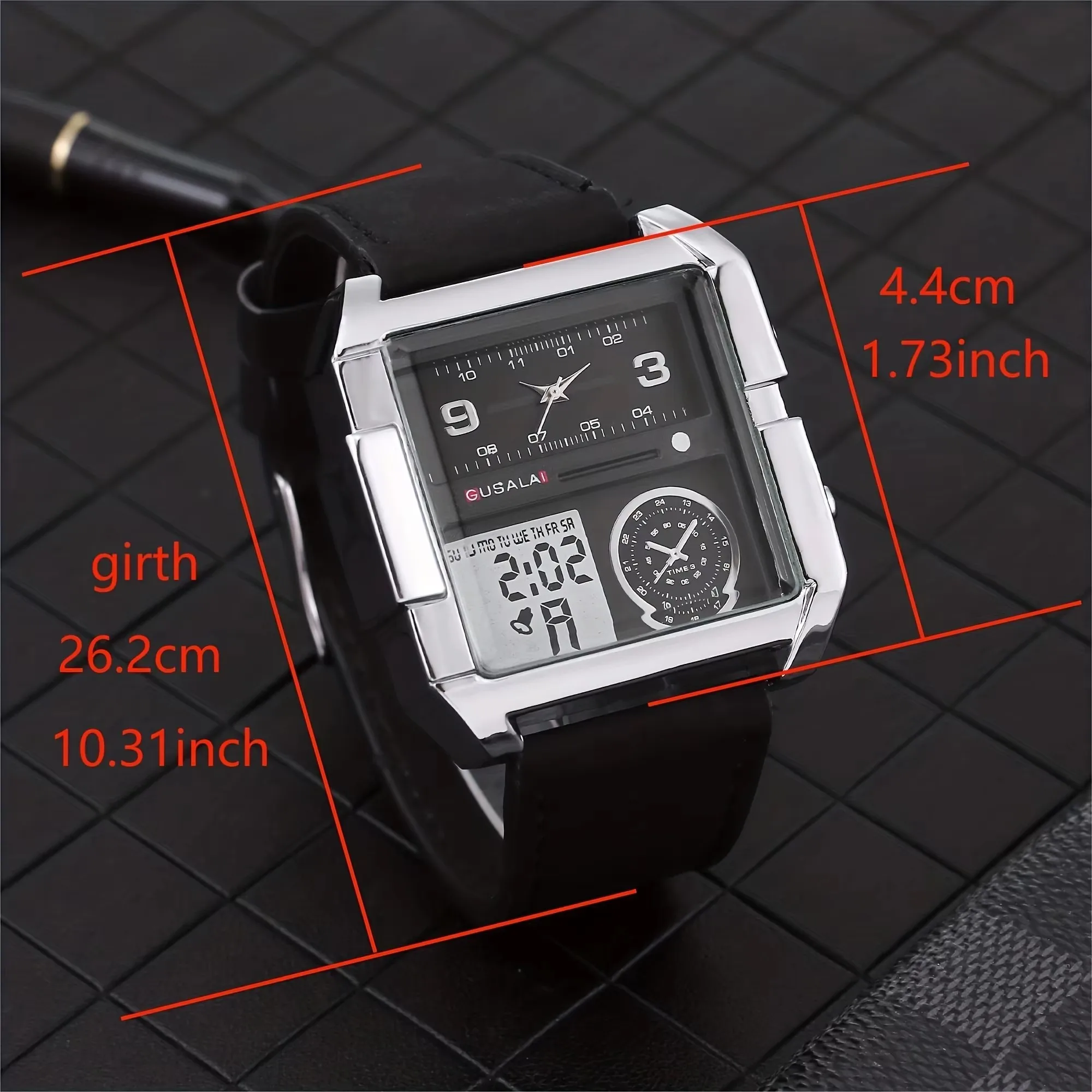 Zegarek męski Western Wild Zegarek motocyklowy Męski i damski Super duża tarcza Dominujący kwadratowy zegarek na co dzień dla par