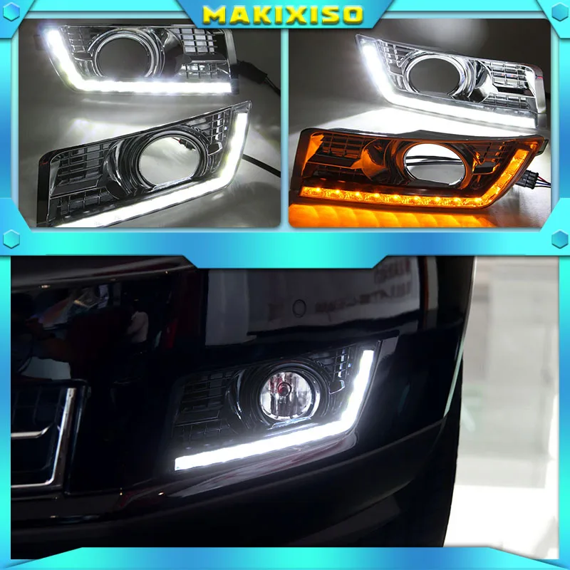 

LED Daytime Running Light for Cadillac SRX 2 2012-2014 LED DRL with Yellow Turning Lights Chrome Fog Lamp Cover