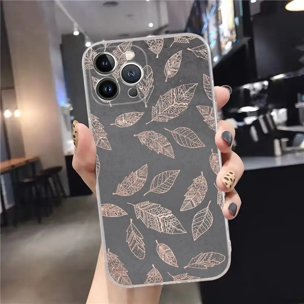 Beautiful Rose gold art Phone Case For iPhone 15 14 11 12 13 Mini Pro XS Max Cover 6 7 8 Plus X XR SE 2020 Funda Shell