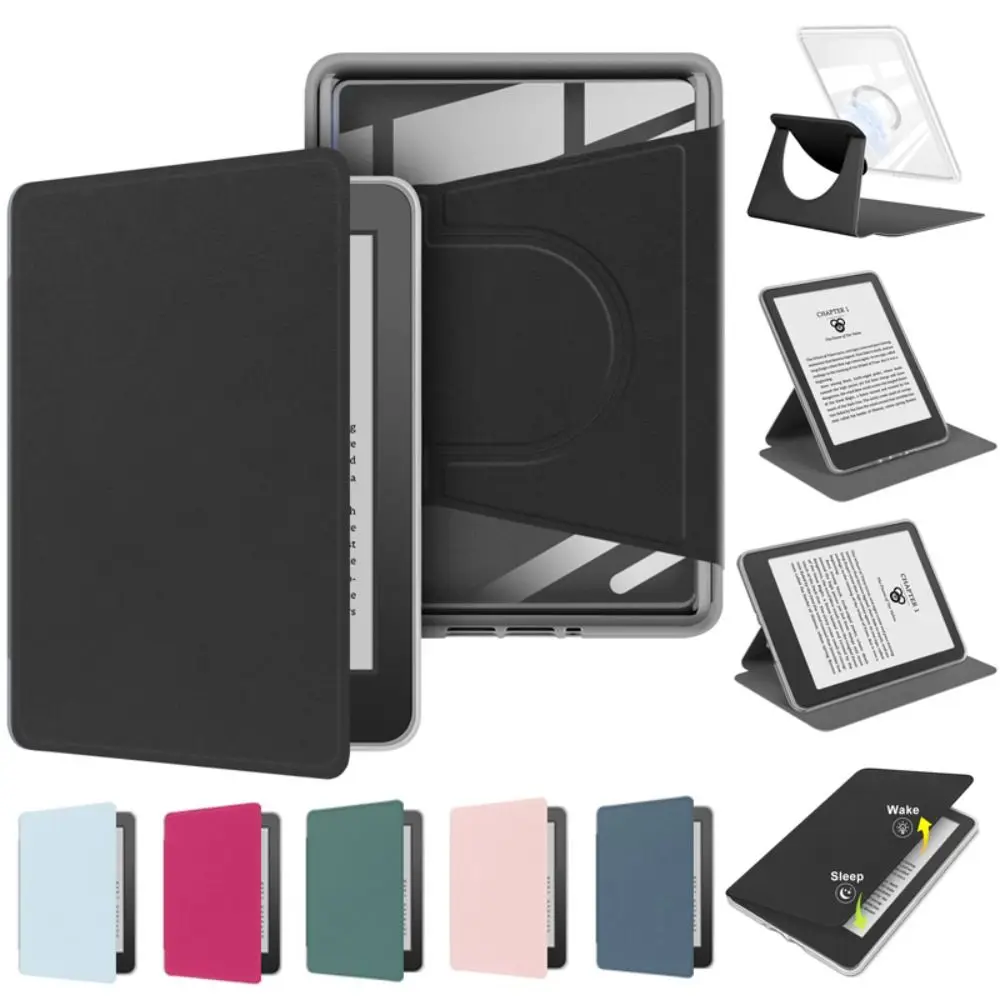 Auto Wake/Sleep 6 inch e-Reader Case 360 Rotation Acrylic Protective Shell Shockproof Smart for Kindle 2024/2022 11th Generation