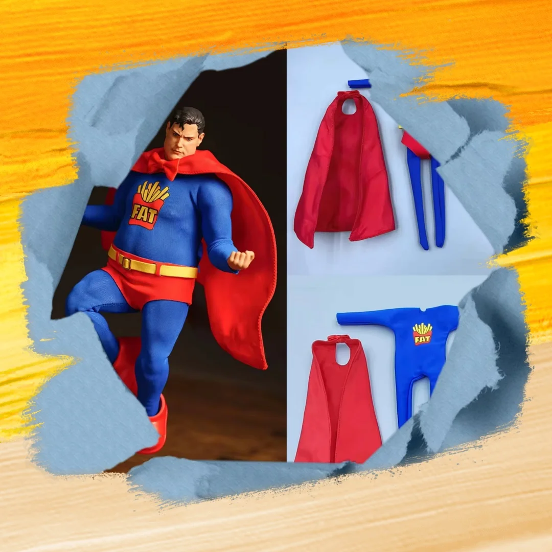 

【Only Clothes】1/12 Scale Super Hero Clothes Set Tight Jumpsuit Shorts and Cloak Suit for 6" Figure Middle Age Notaman Fat Body