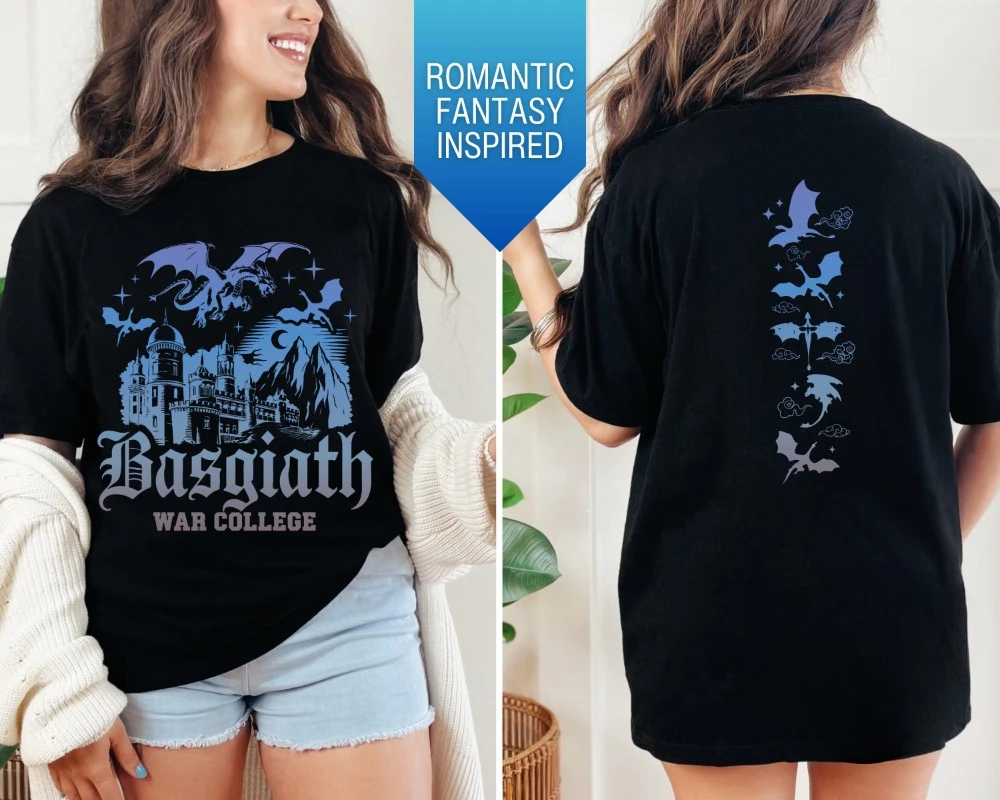 Fourth Wing Dragon T-Shirt: Basgiath War College Romantasy Tee Clothing Graphic Short Sleeve Shirt Men Women for Spring Summer