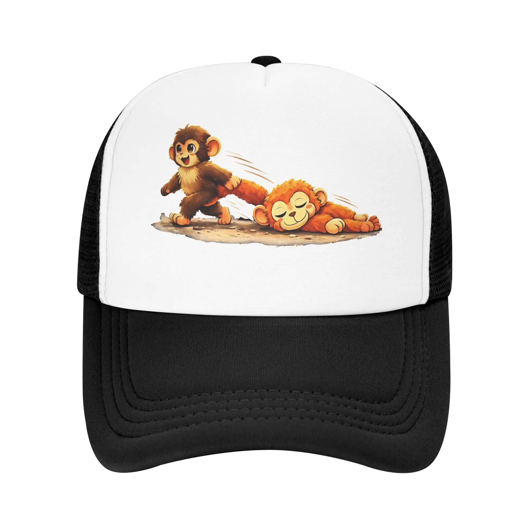 Baby Punch Monkey Baseball Cap Vintage Unisex-Teens Mesh Trucker Hat Sun-Proof Design Outdoor Gym Baseball Caps Birthday Present