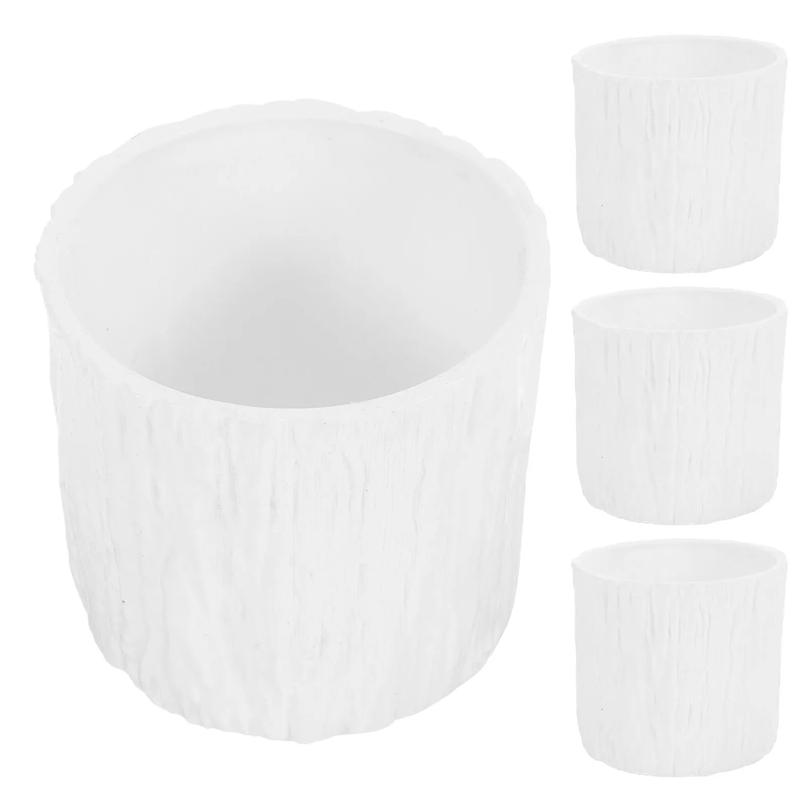 

Набор из 4 пластиковых кашпо в форме пней под дерево с имитацией древесной коры, с натуральным узором, долговечные, для декора внутри и снаружи помещений