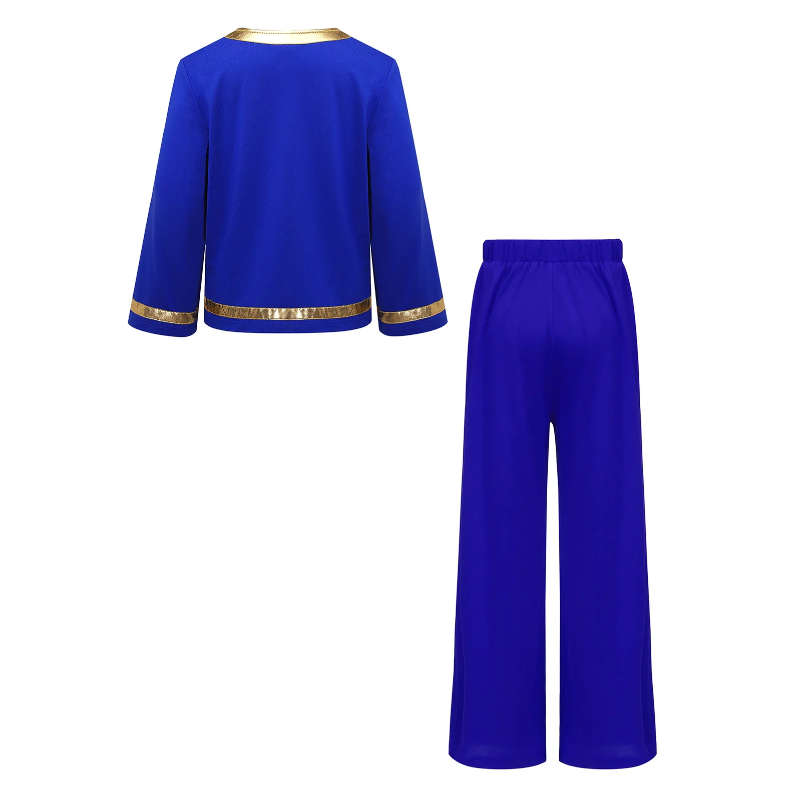 Kids Boys Metallic Trim Praisewear Celebration of Spirit Top with Pants Lyrical Dance Costume Liturgical Praise Dance Outfit