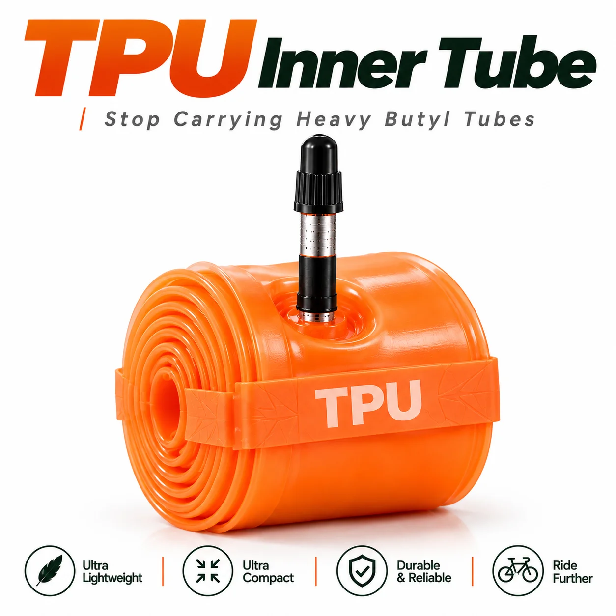 700C 18‑32C Presta Valve TPU Road Bike Inner Tube Ultralight Wear‑Resistant Foldable Durable Cycling Emergency Spare Inner Tube