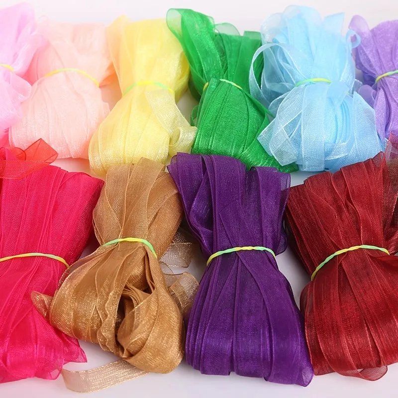 

0.6cm/1cm Chiffon Organza Ribbon Sewing Fabric Wedding Christmas Supplies Craft Gift Wrapping Headwear DIY Clothing Accessories