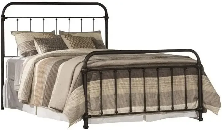 Metal Spindle Panel Bed Headboard Footboard Included Box Spring Required Dark Bronze Traditional Antique 88.5