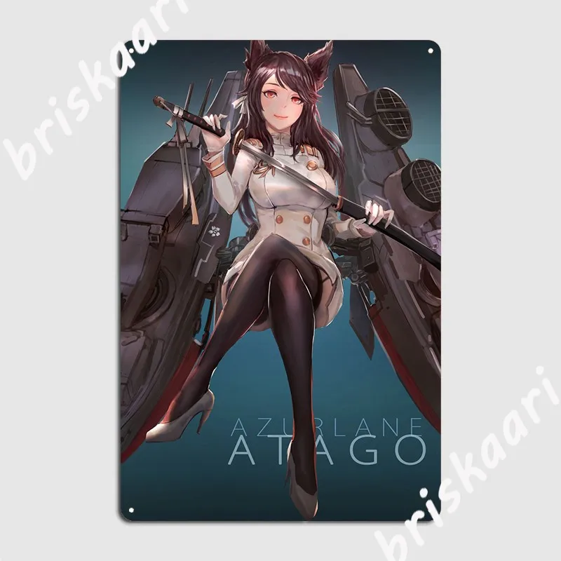 Azurlane Atago Metal Sign Club Party Party Wall Decor Vintage Tin Sign Poster