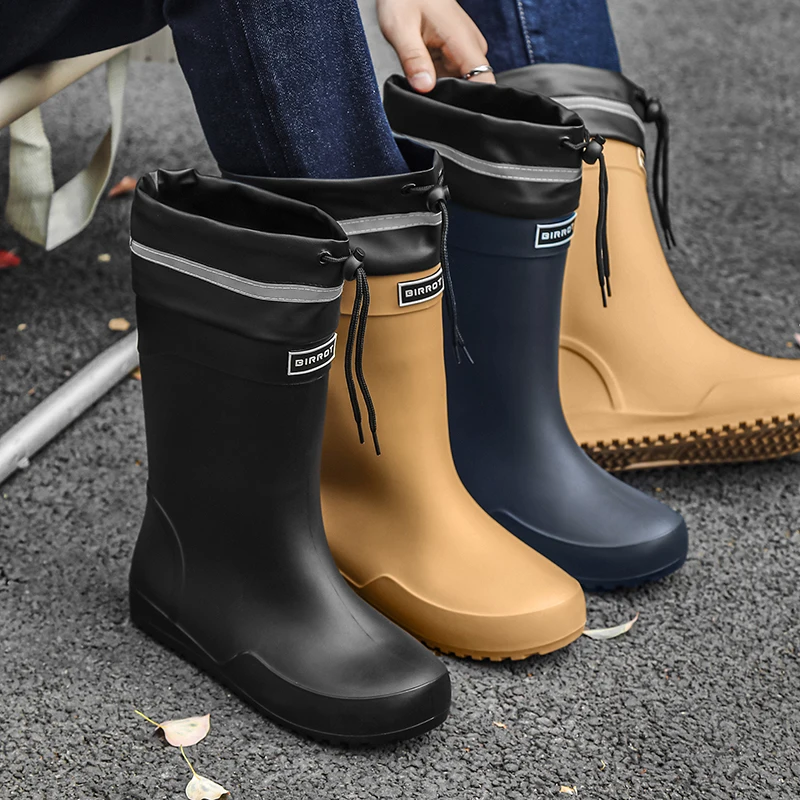 YISHEN Rain Boots Man Shoes High Top Climbing Fishing Rubber Shoes Winter Waterproof Men\'s Boots Garden Unisex Botas De Iluvia