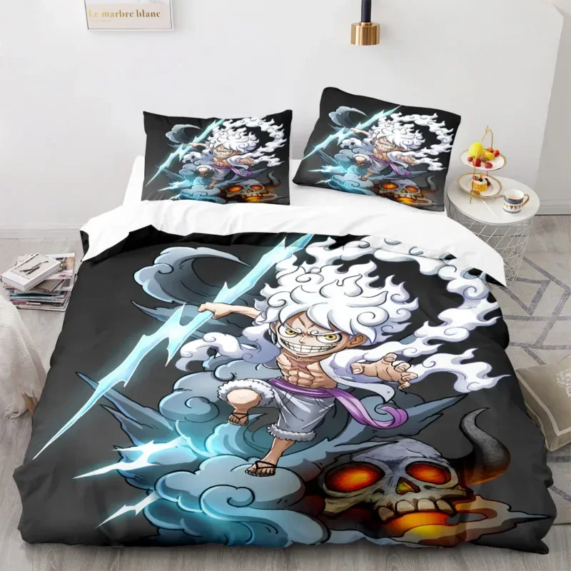 Ensemble de housse de couette Anime Cartoon, housse de couette, taie d\'oreiller, Twin, Single, Queen, King Size, 202 lon, Intérieur a, Luffy, Gear