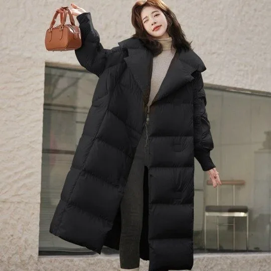 

Live streaming product 2024 spring new 90 goose down long casual loose down jacket women's warm jacket