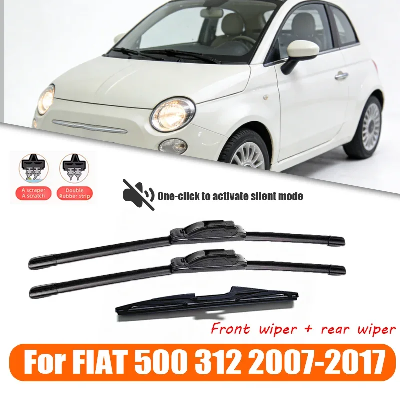 

24'+14'+12' for Fiat 500 312 2007-2017 2008 2009 2010 2011 front wiper and rear wiper blades windshield windshield wiper