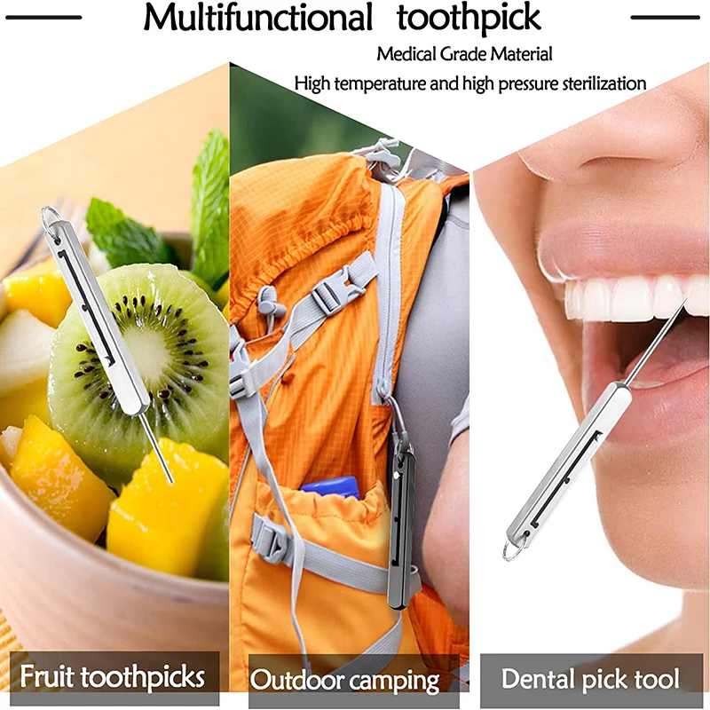 Titanium Toothpick Multifunctional Portable Fruit Fork Reusable Toothpicks For Outdoor Camping Hiking Picnic Little Tools