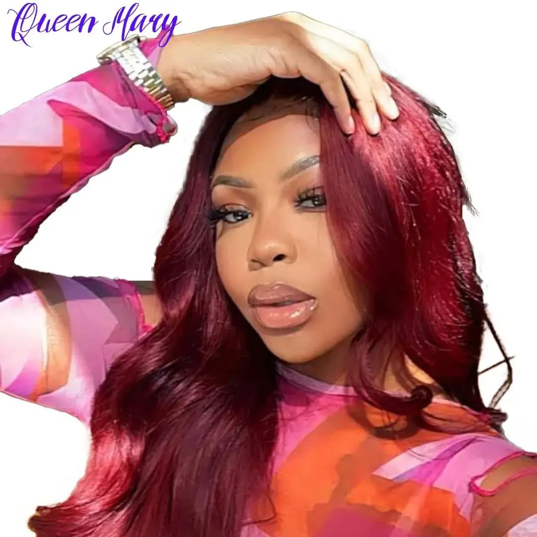 

99J Burgundy 13x4 Lace Front Wigs Human Hair Wine Red Colored Body Wave Wig Pre Plucked With Baby Hair 200 Density Wig for Women