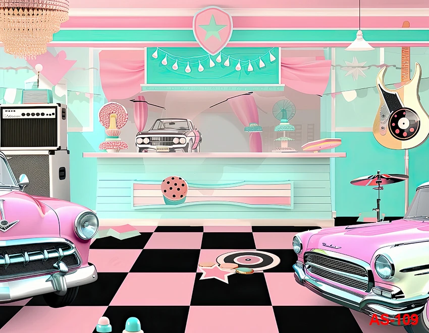 Classic Dining Photo Background Soda Shop Diner Backdrop Retro Dinner Time Rock Music Classic Birthday Party Decorations