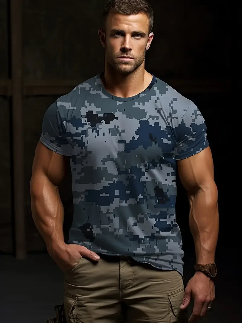 3D Camouflage T-Shirt Men Clothes Outdoor Fashion Casual O Neck Short Sleeve Summer Street Oversized Men Sport ventilate T Shirt image 6