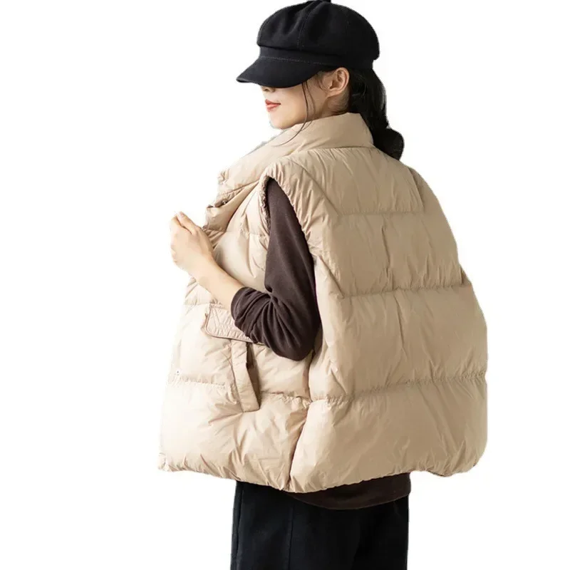 Women Vest New Autumn Winter Female Windproof Lightweight Warm Waistcoat Sleeveless Puffer Coat White Duck Down Parka