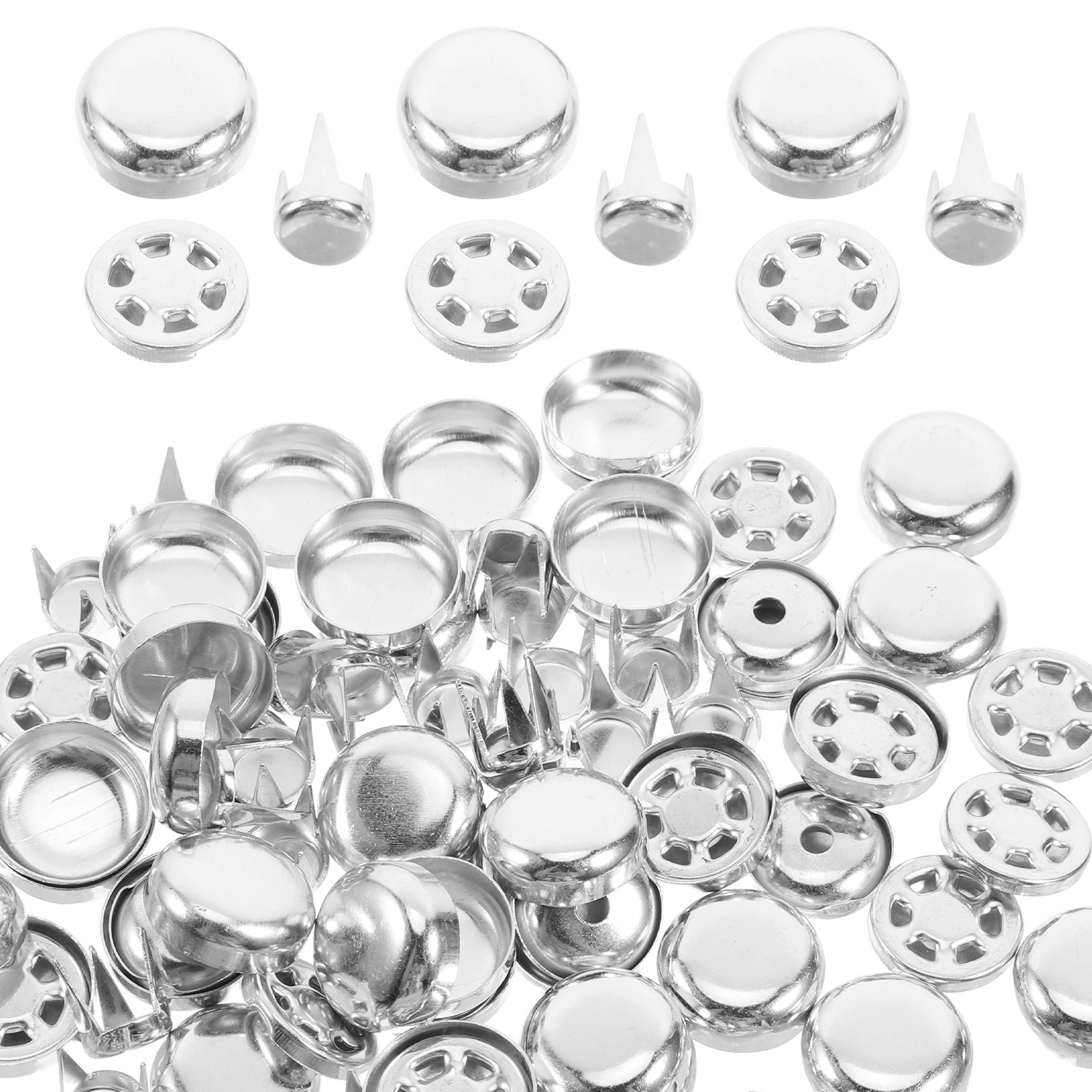 

100 Pcs Baseball Cap Top Button Covers Silver Aluminum Hat Snap Replacement Repair Supplies For Round Hats Cap Buckle