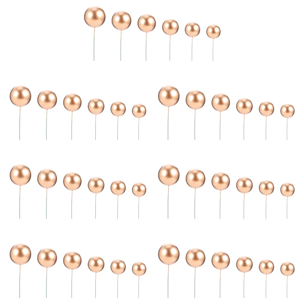 

42pcs Cake Decoration Balls Foam Dessert Toppers For Birthday Wedding Party Cupcake Inserts Diy Cake Picks Decor