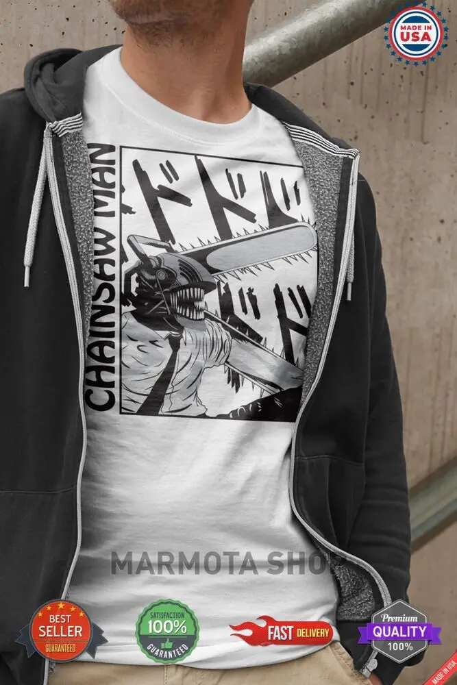 Denji Chainsaw Man Shirt Anime Tee T-Shirt Pochita Horror Manga Otaku Makima