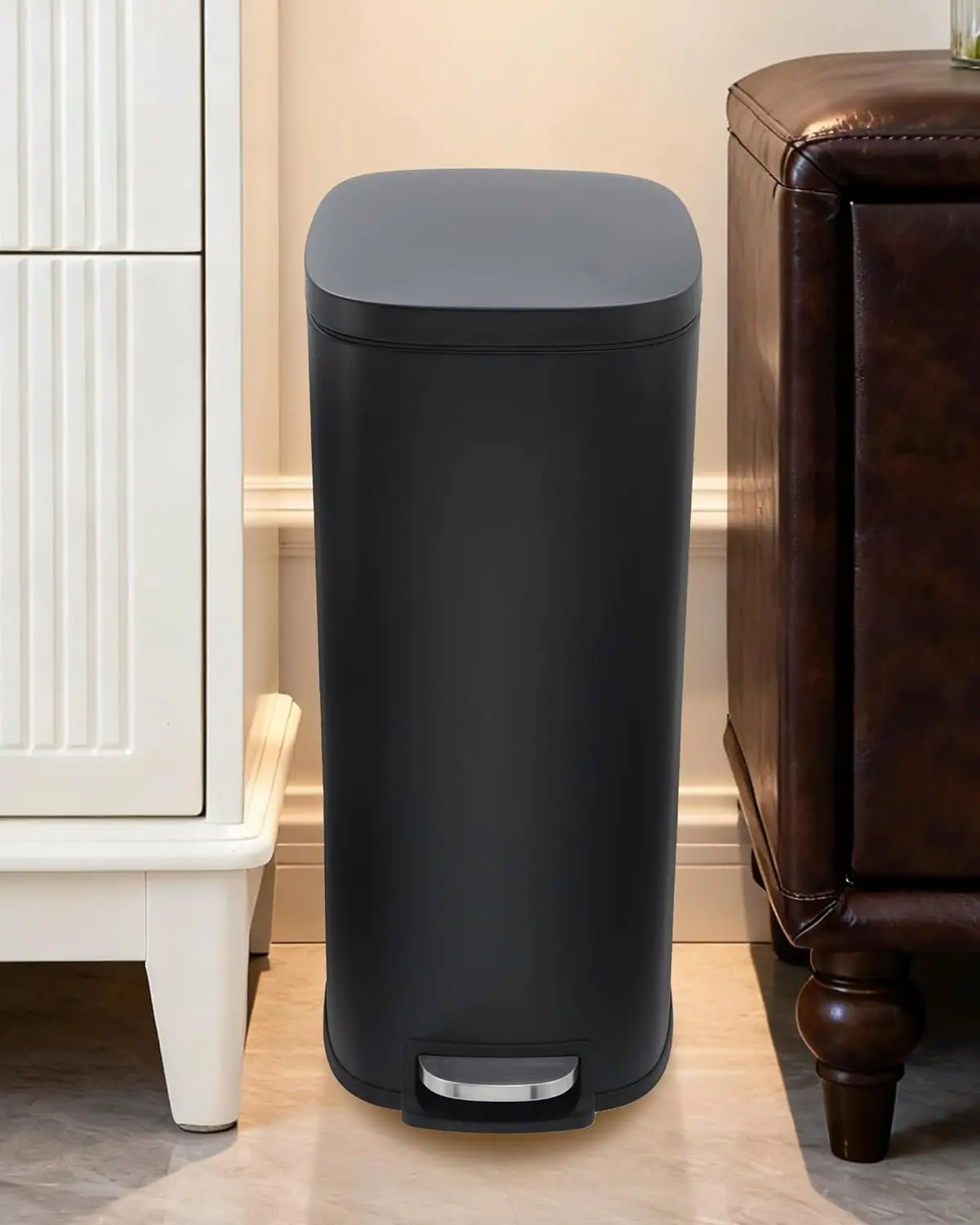 

Узкое мусорное ведро на 50 литров (13 галлонов) из нержавеющей стали с бесшумной крышкой и мягким закрыванием, со съемным внутренним контейнером, на заказ