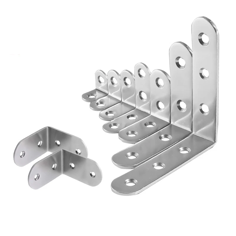 1/20 Stück rechtwinklige Halterung mit Schraube, Edelstahl-Anschlüsse, Eckstrebe, Hardware-Befestigungen, Möbel, Schrank, Rahmenunterstützung