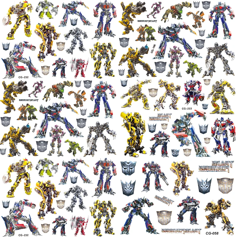 Transformers Stickers Car Sticker Toys for Boys Party Decoration Sticker Laptop Skin Sticker Children Tattoo Sticker Pack