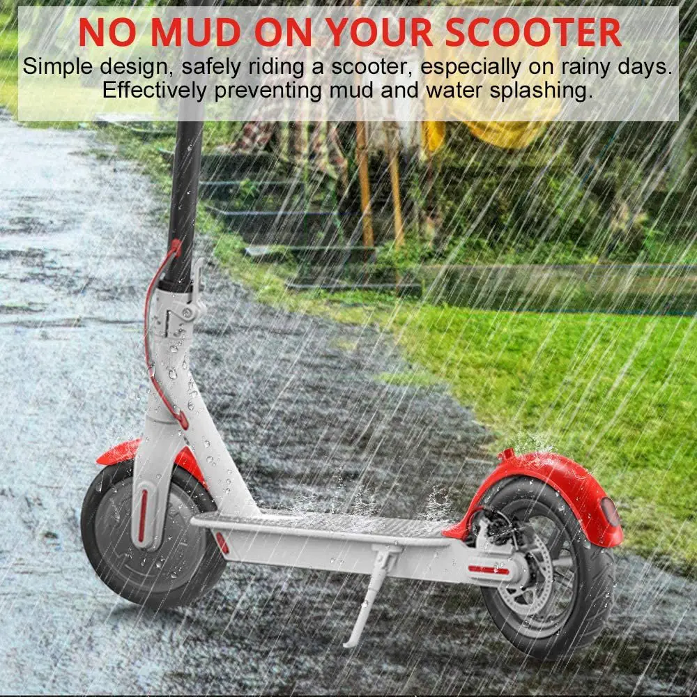 Electric Scooter Mud Fender Kit Durable Anti-Wear Rear Fender Guard Mudguard for Xiaomi M365 Pro Scooter Red