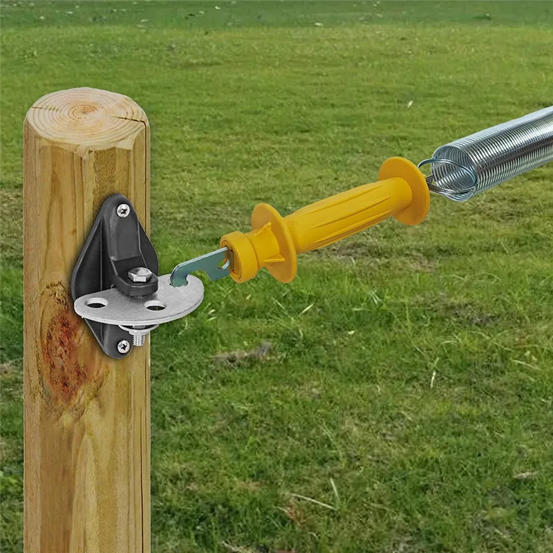 Portão de borracha para cerca elétrica, 8 pacotes, alça de mola para cerca elétrica, alça de plástico isolada, alça de portão de borracha amarela