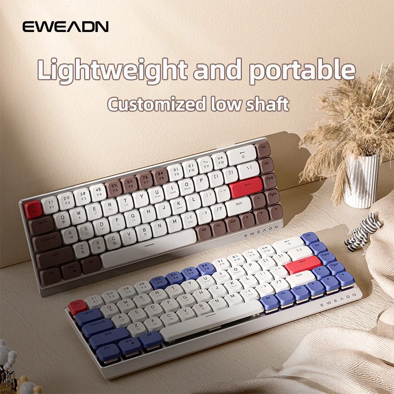 EWEADN MK68 Low Profile Switch Wireless Mechanical Keyboard, Aluminum Panel 60% Office Keyboard, Tri-Mode USB-C Portable Silent