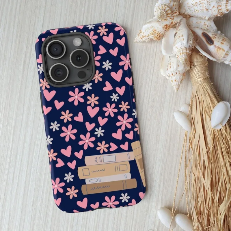 Floral Book  Love Heart Book Flower Phone Case For IPHONE 16 15PRO MAX 14 13 12 11 Acrylic TPU Two in one magnetic Phone Cases