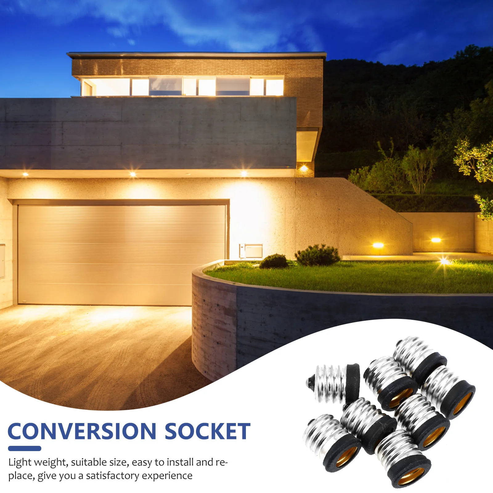 

8 pcs Light Bulb Holder Converter E17 To E14 Lamp Socket Adapter Bulb Base Converter For Garage Workshop Basement Lighting