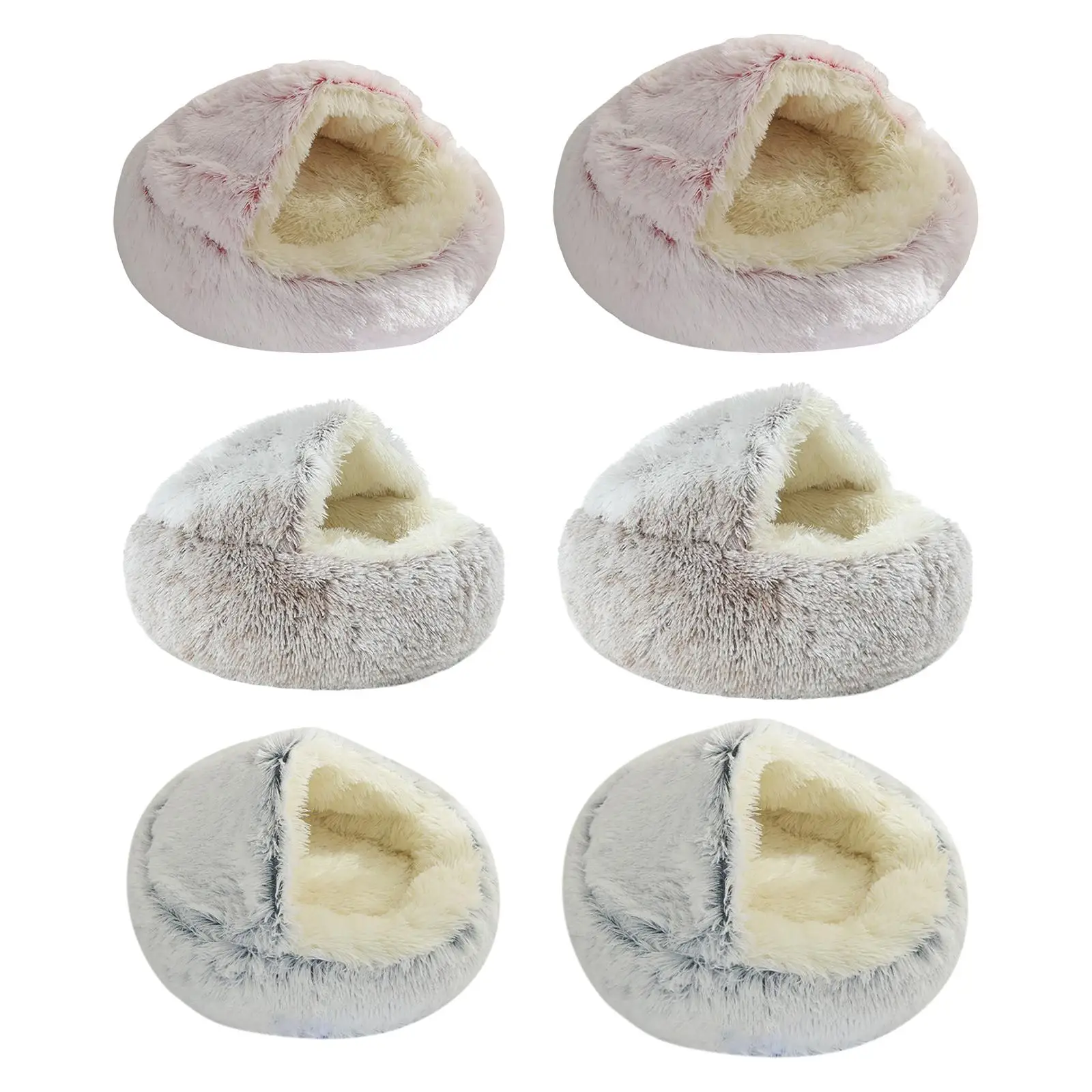 Cama felpa tipo donut para gatos – Nido cálido interior - imagen 4