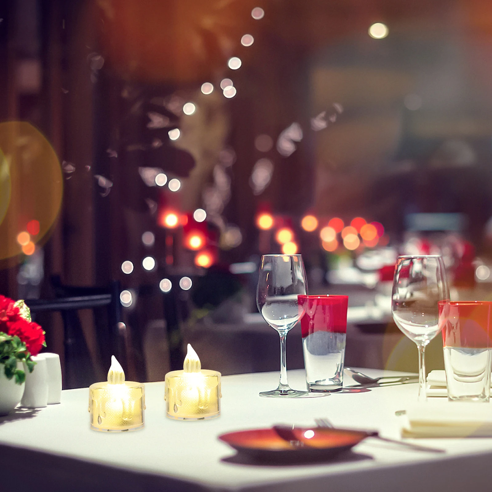 

24Pcs Electronic Light Small Simulation Desktop Lamp Decorative Electric Lamp Safe Flameless Atmosphere Light