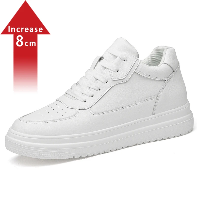 Lift Sneakers Man Elevator Shoes Height Increase Insole 8cm White Black Taller Shoes Men Leisure Fashion Sports Plus Size 36-44