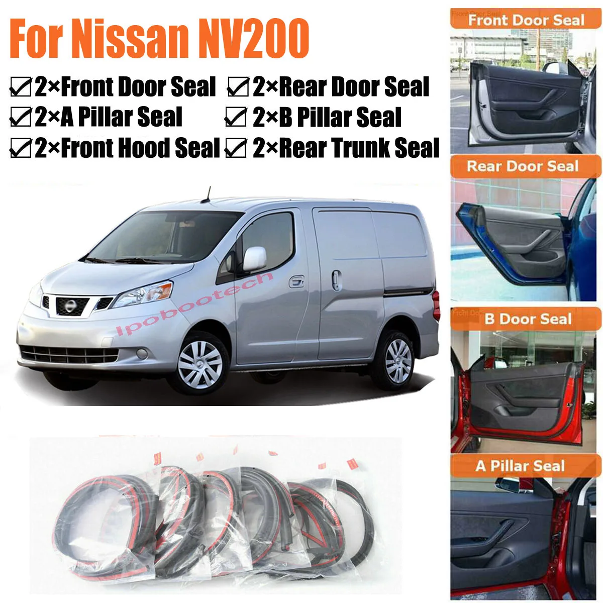 Brand New Car Door Seal Kit Soundproof Rubber Weather Draft Seal Strip Wind Noise Reduction  Fit For Nissan NV200