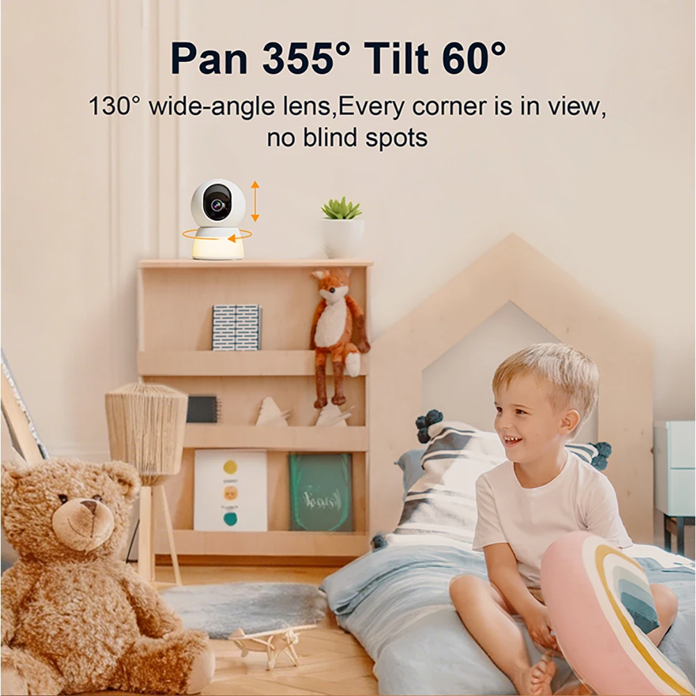 3MP 5G WIFI Camera with night light Smart PTZ Auto Tracking Indoor Wireless Security Video Surveillance Cameras Baby Cam Icsee