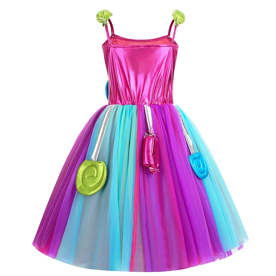 Disfraz de Lollipop para niña, traje de princesa de Halloween, juego de rol de caramelo, vestido de carnaval, Purim, Vestidos de fiesta, lindos Vestidos de arcoíris