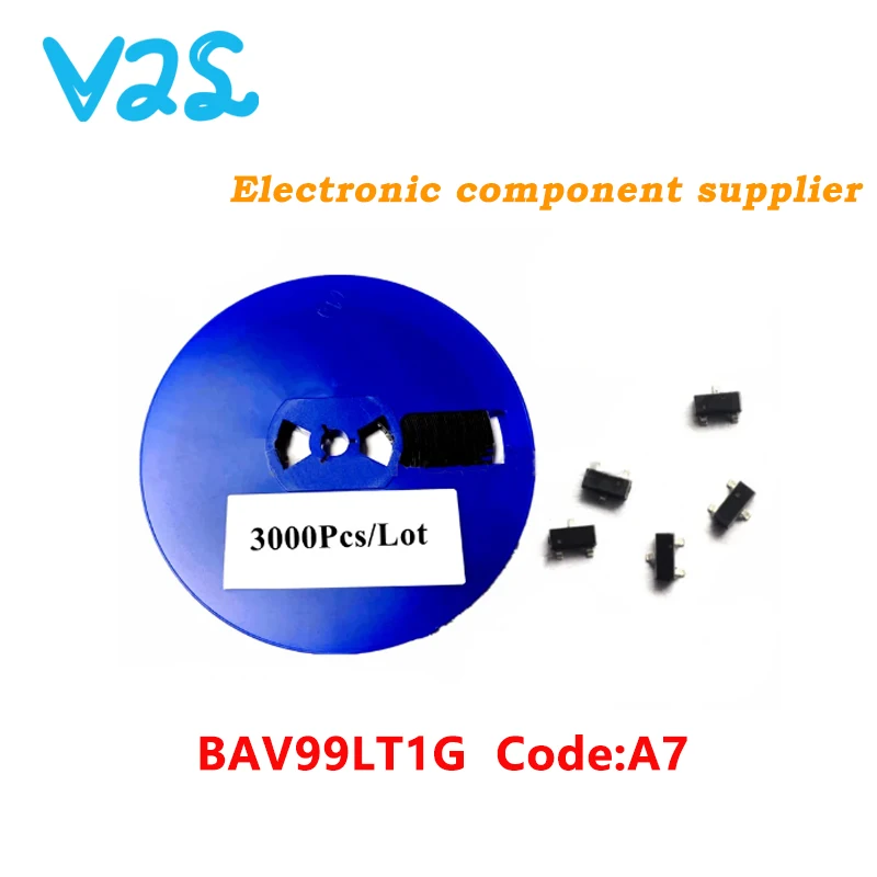 

(3000pcs/Lot) 100% New BAV99 BAV99LT1G SOT23 A7 A7W 0.2A/70V SMD Switch Diodes SOT23-3