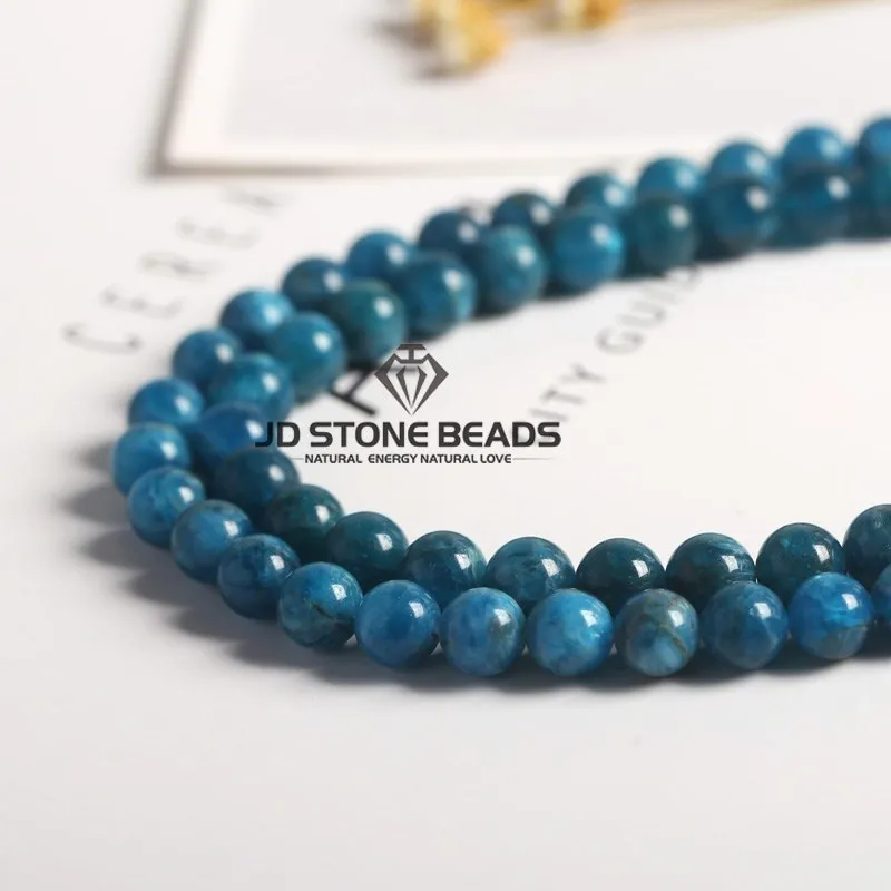 Natural Stone Blue Apatite Beads Round Loose Spacer Gem Bead for Jewelry Making DIY Charm Bracelet Necklace Earring Accessroies