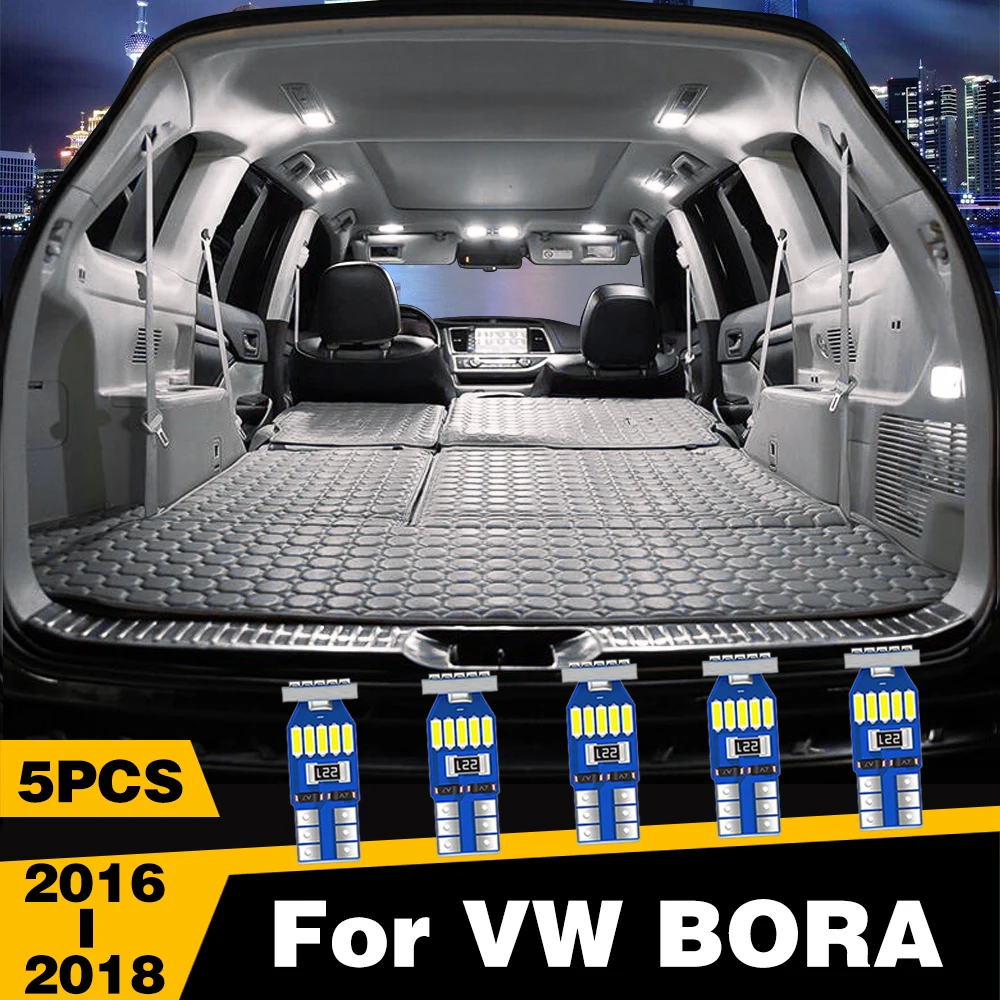 

5 Pcs White Ice-Blue Color LED Highlight Car Interior Dome Reading Light Roof Lamp For VW BORA 2016-2018 Accessories
