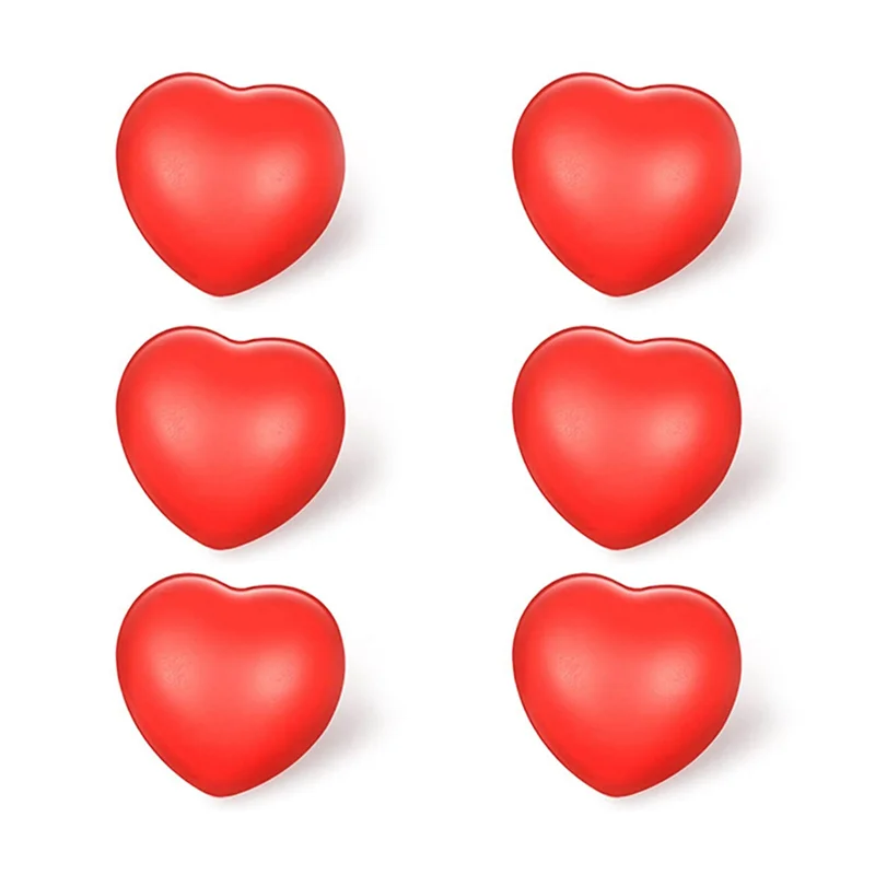 6Pcs 1.5 inch Red Heart Stress Balls Valentine's Day Heart Shapeds Foam Stress Relief Ball for School Carnival Reward