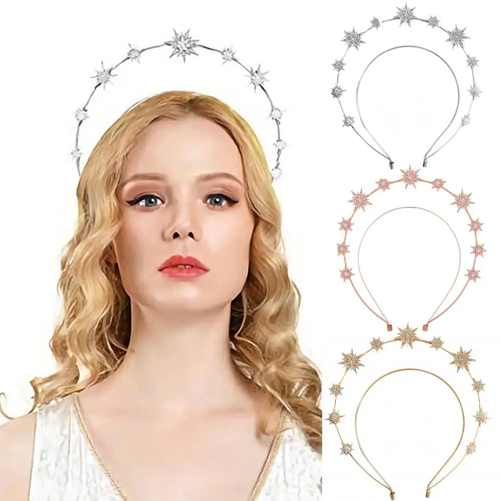 Double Layer Rhinestone Star Headband Crystal Baroque Star Zircon Hair Hoop Hair Accessories Korean Style Ins Tiara Headdress