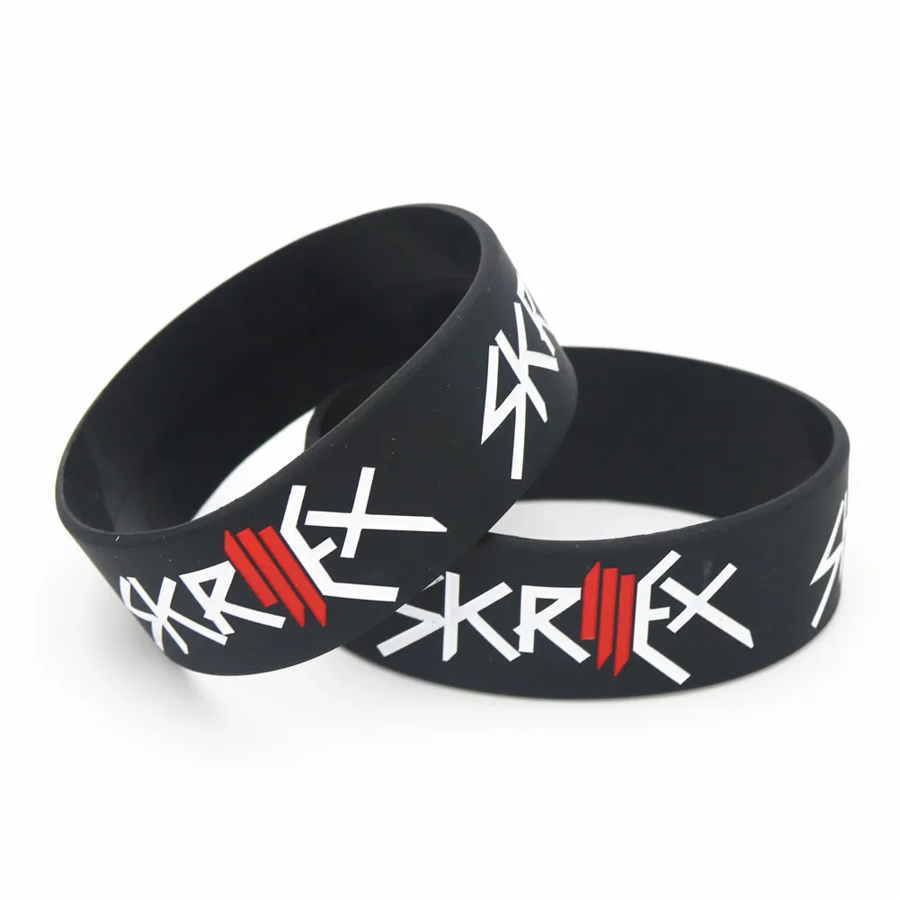 1PC Singer SKRILLEX Silicone Bracelet Debossed Filled in Colour Wide Black Music Fans Rubber Wristband Gifts SH132