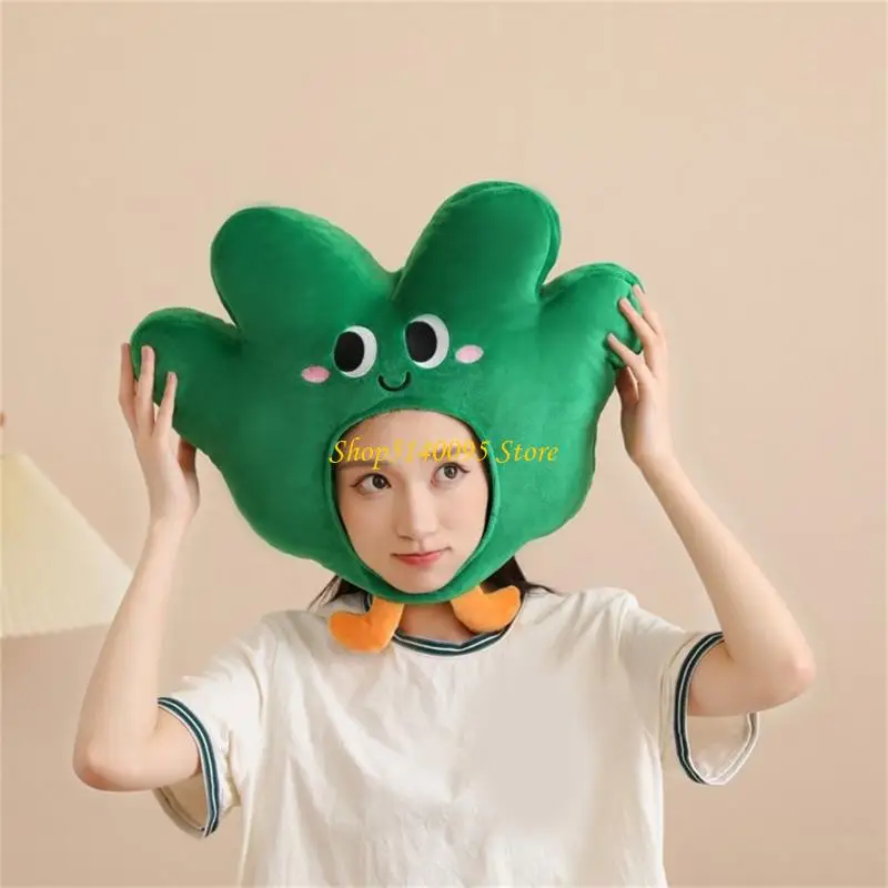 Dxae peluche pequeño sombrero hierba verde sombrero hierba graciosa gorros hierba hierba