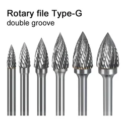 Tungsten Steel Grinding Head Carbide Rotary File Bit End Milling Cutter Single and Double Slot Milling Cutter g Type Cylindrical