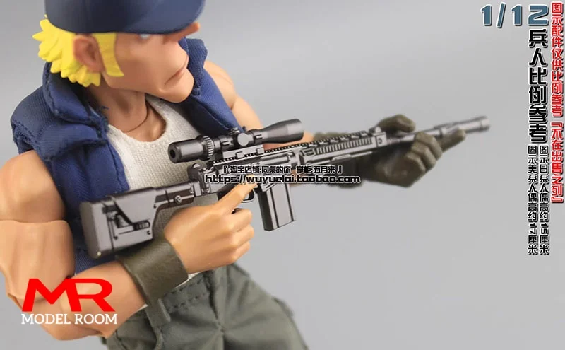 1/12 Scale Soldier FAL FH416 AUG M110 MK14 UMP45 VSS Mini Gun Sniper Scene Accessories Model Fit 6'' Action Figure Body Dolls