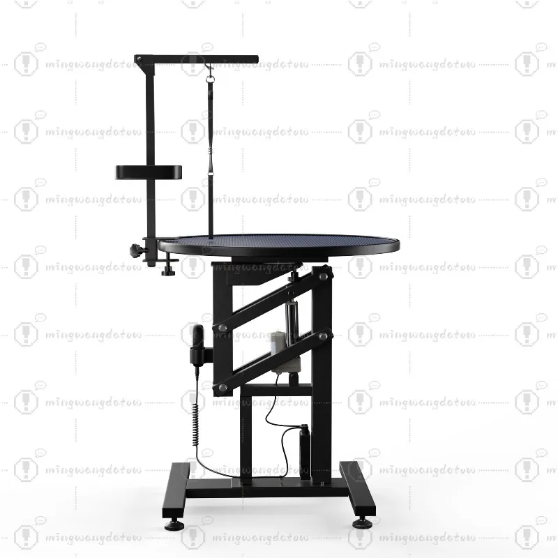 Pneumatic Pet Grooming Table, Round Rotating Grooming Station, 360° Swivel Pet Bath Table, Dog Cat Grooming Stand view 3