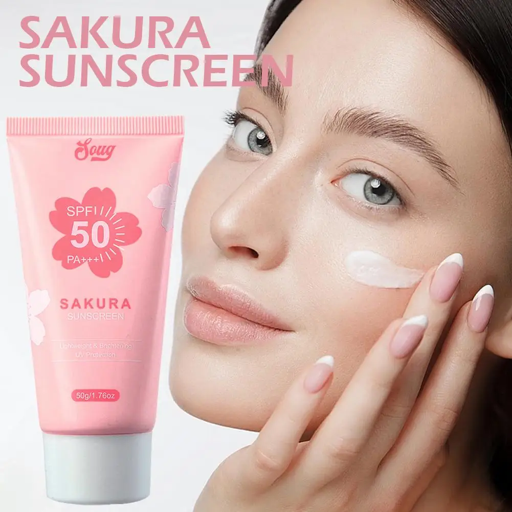 SPF 50 Sakura Sunscreen For Face Body Neck Solar Blocker Long-Lasting Sun Block Refreshing Non-greasy Facial Sun Cream